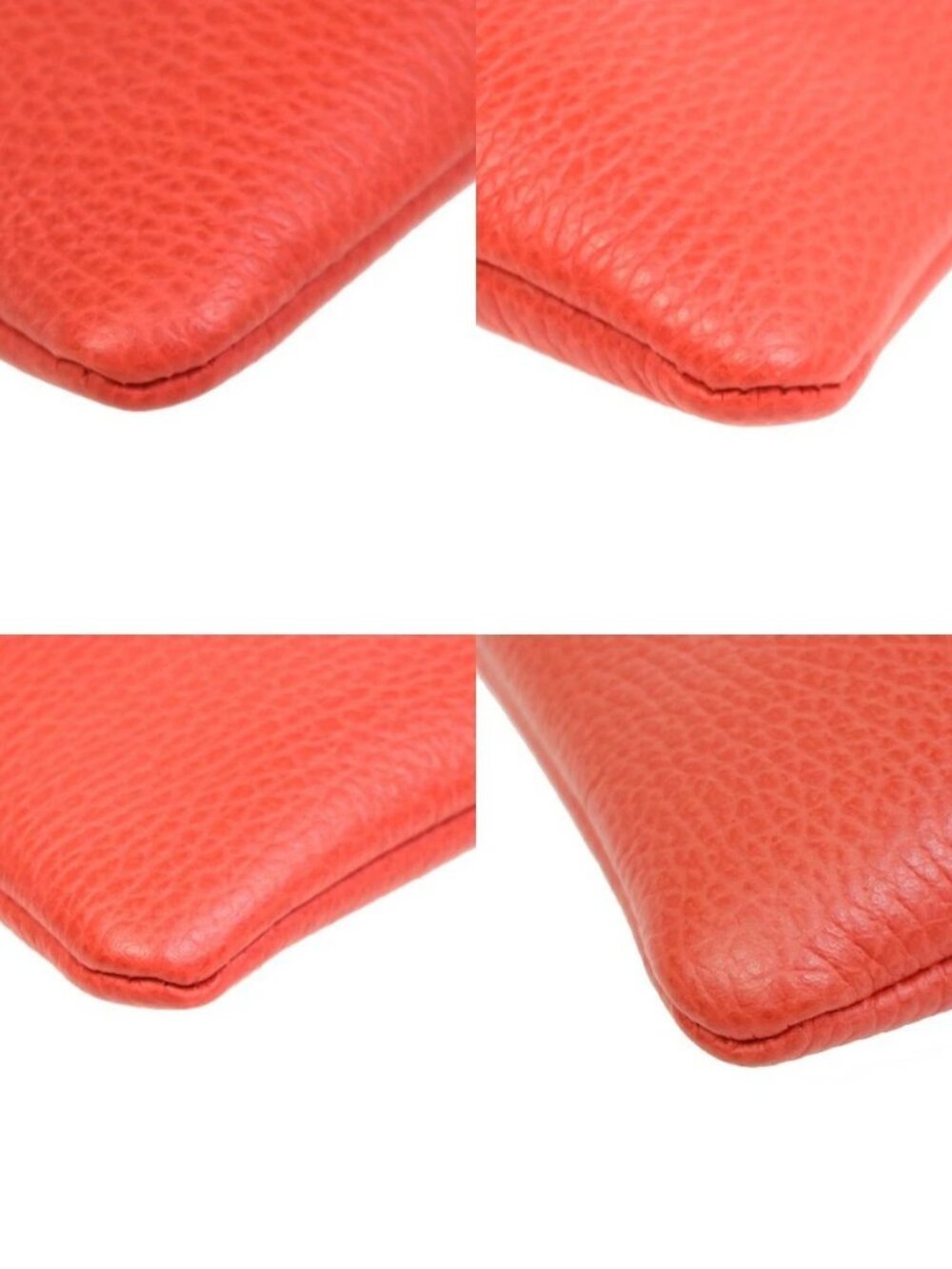 GUCCI Logo Bamboo Charm Clutch Pouch Bag Pebbled Leather Red Italy 61KC890 - Picture 14 of 14